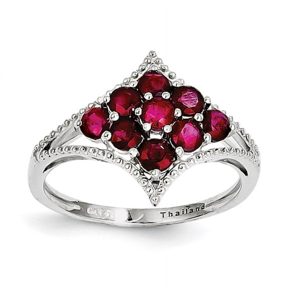 Sterling Silver Rhodium-plated Ruby Ring