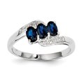 thumbnail image 1 of 925 Sterling Silver Polished Rhodium Sapphire and Diamond Ring Size 8 Measures 2mm Wide - Ring for Women, 1 of 7