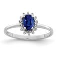 thumbnail image 1 of Sterling Silver Rhodium-plated Sapphire Diamond Ring, 1 of 1