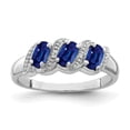 thumbnail image 1 of Sterling Silver Rhodium-plated Sapphire & Diamond Ring, 1 of 1