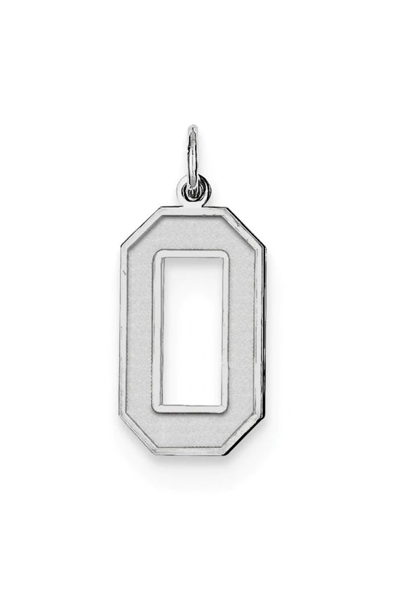 925 Sterling Silver Solid Polished and satin Large Satin Sport game Number 0 Charm 25x11mm Wide Pendant Necklace for Wom