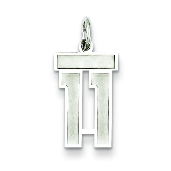 Sterling Silver/Rhodium-plated Satin Number 11 Charm QPS11