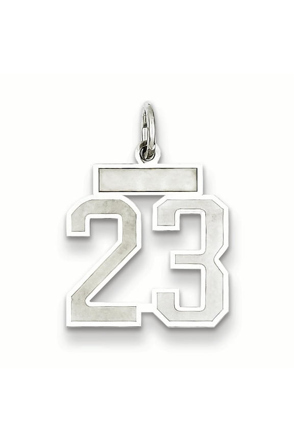 Sterling Silver/Rhodium-plated Satin Number 23 Charm