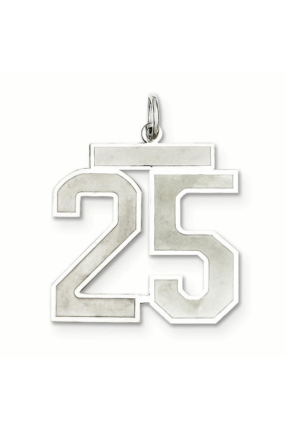 Sterling Silver/Rhodium-plated Satin Number 25 Charm QPP25