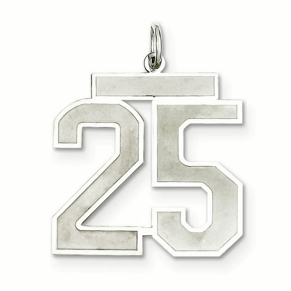 Sterling Silver/Rhodium-plated Satin Number 25 Charm QPP25