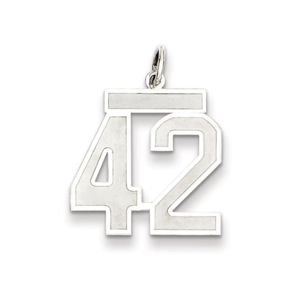 Sterling Silver/Rhodium-plated Satin Number 42 Charm QPM42