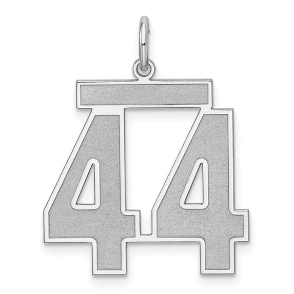 Sterling Silver/Rhodium-plated Satin Number 44 Charm QPP44