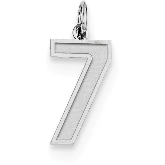 925 Sterling Silver Solid Medium Satin Sport game Number 7 Charm Pendant Necklace 22x9mm Wide - Pendant for Women