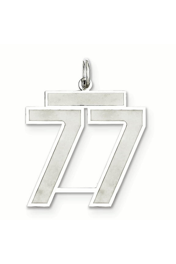 Sterling Silver/Rhodium-plated Satin Number 77 Charm QPP77