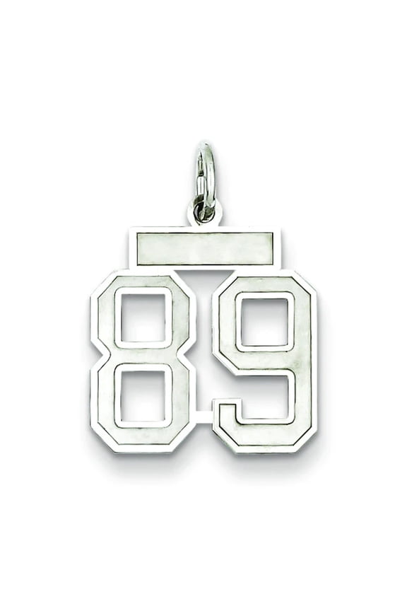 Sterling Silver/Rhodium-plated Satin Number 89 Charm QPS89