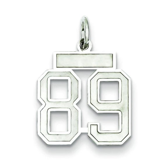 Sterling Silver/Rhodium-plated Satin Number 89 Charm QPS89