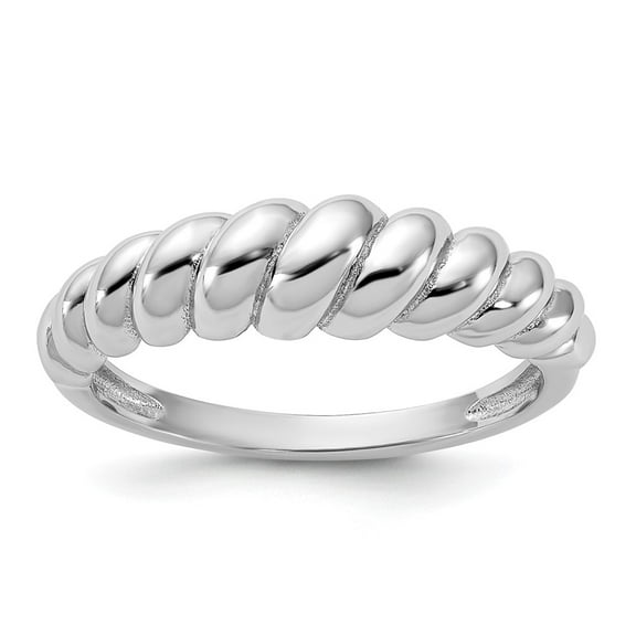 Sterling Silver Rhodium-plated Scalloped Ring