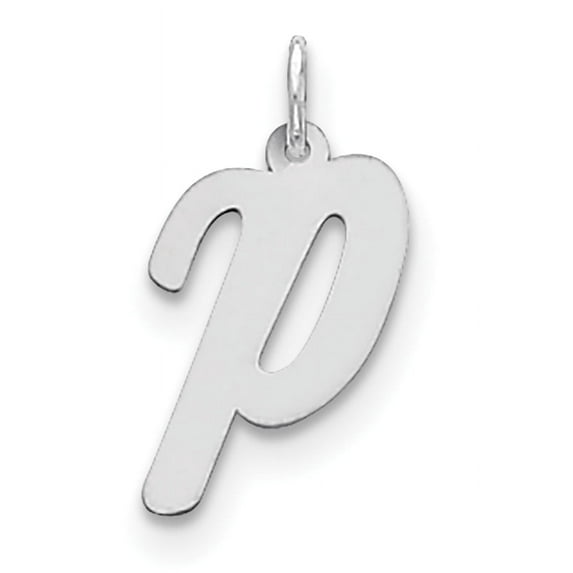 Sterling Silver Rhodium-plated Script Letter P Initial Charm QC5084P