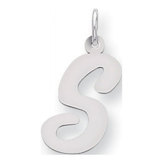 925 Sterling Silver Solid Polished Large Script Intial S Charm 21x11mm Wide Pendant Necklace for Women