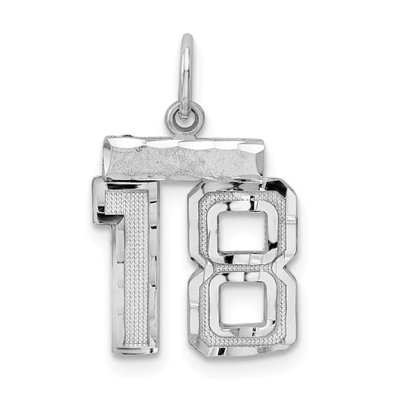 Sterling Silver Rhodium-plated Small #18 Charm