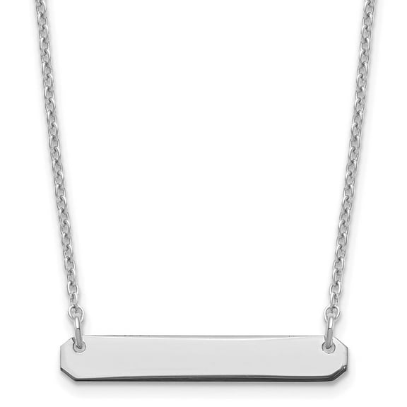Finest Gold Sterling Silver & Rhodium-Plated Small Blank Bar Necklace