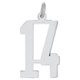 thumbnail image 1 of Sterling Silver Rhodium-plated Small Elongated Pol Number 14 Charm, 1 of 2