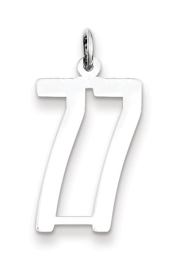 Sterling Silver Rhodium-plated Small Elongated Polished Number 77 Charm
