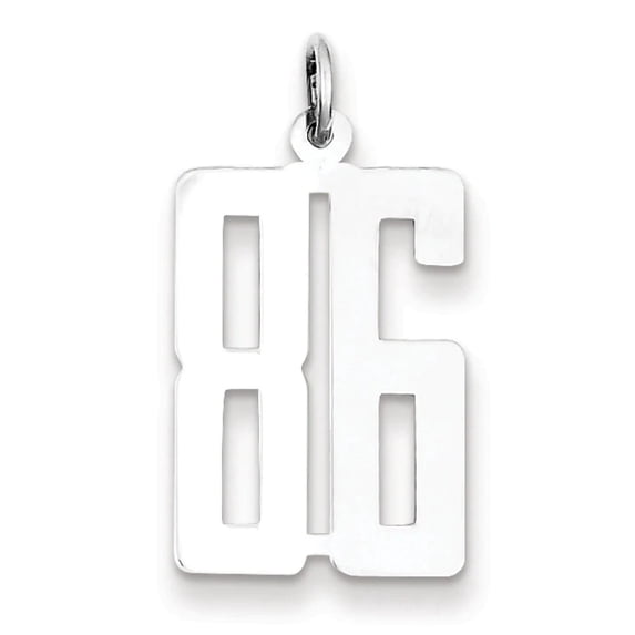 Sterling Silver Rhodium-plated Small Elongated Polished Number 86 Charm
