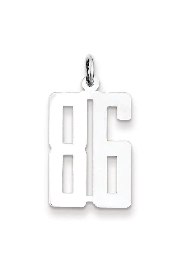 Sterling Silver Rhodium-plated Small Elongated Polished Number 86 Charm