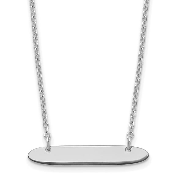 Finest Gold Sterling Silver & Rhodium-Plated Small Oblong Blank Bar Necklace
