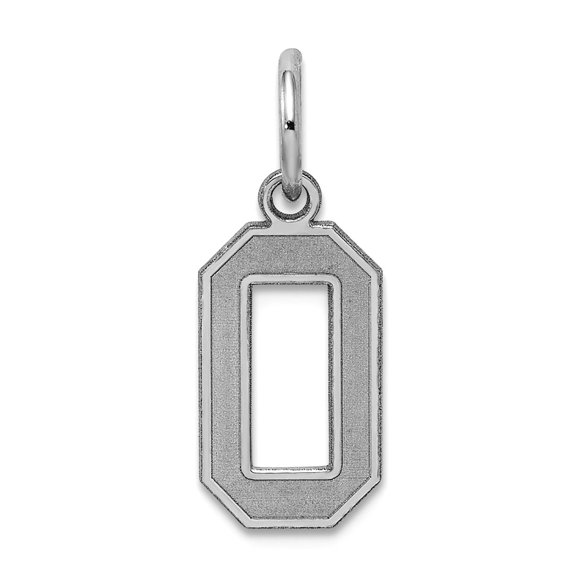 925 Sterling Silver Solid Polished Small Satin Sport game Number 0 Charm 19x7mm Wide Pendant Necklace for Women