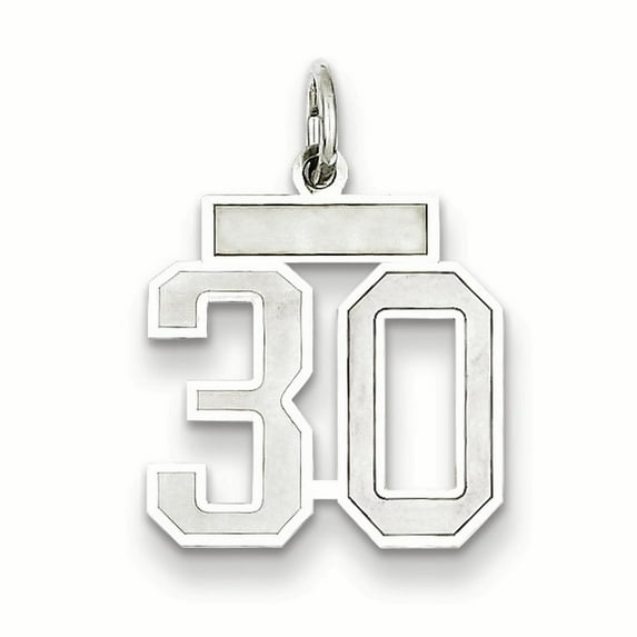 Sterling Silver/Rhodium-plated Satin Number 30 Charm QPS30