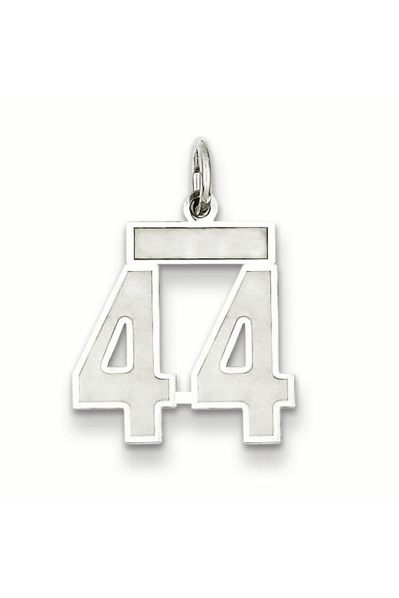 Sterling Silver/Rhodium-plated Satin Number 44 Charm
