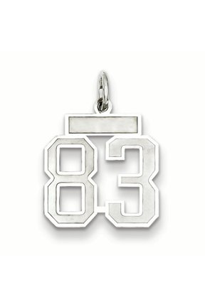 Sterling Silver/Rhodium-plated Satin Number 83 Charm