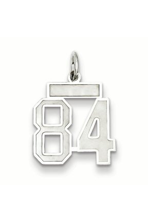 Sterling Silver/Rhodium-plated Satin Number 84 Charm