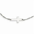 thumbnail image 1 of Sterling Silver Rhodium-plated Small Sideways Cross Necklace, 1 of 1