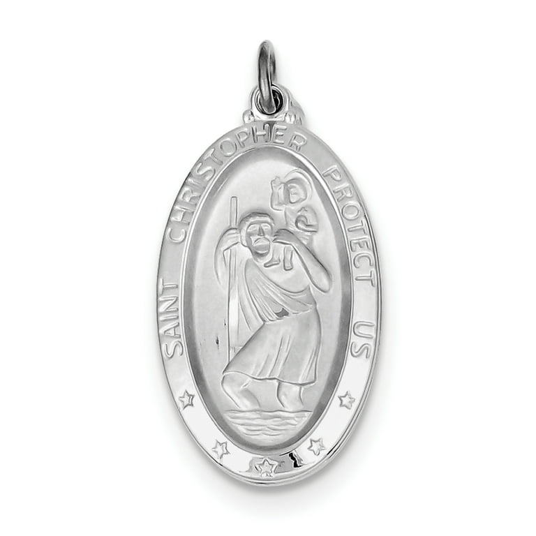Sterling Silver Rhodium plated St. Christopher Medal Walmart