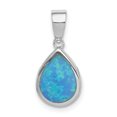 thumbnail image 1 of Sterling Silver Rhodium-plated Synthetic Opal Polished Teardrop Pendant, 1 of 3