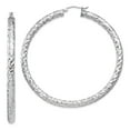thumbnail image 1 of Sterling Silver Rhodium-plated Textured Hinged Hoop Earrings, 1 of 2