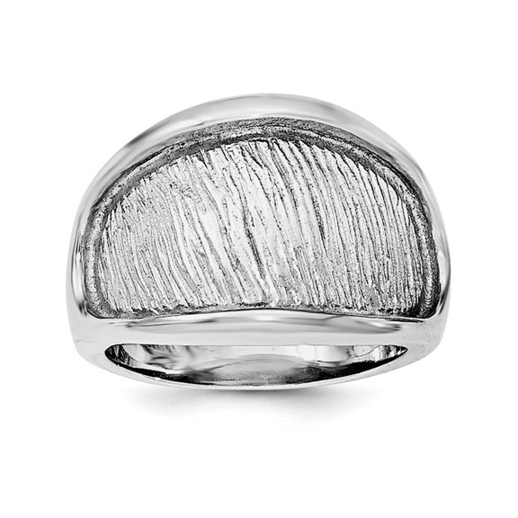 Sterling Silver Rhodium-plated Textured and Polished Ring QR6132