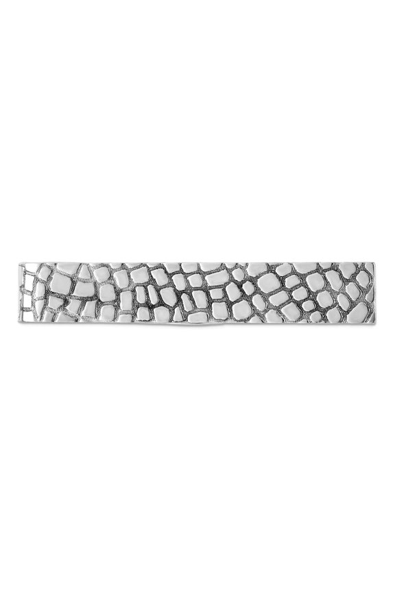 925 Sterling Silver Solid Textured Polished Not engraveable Tie Bar 50x7mm Wide Tie Clip for Men