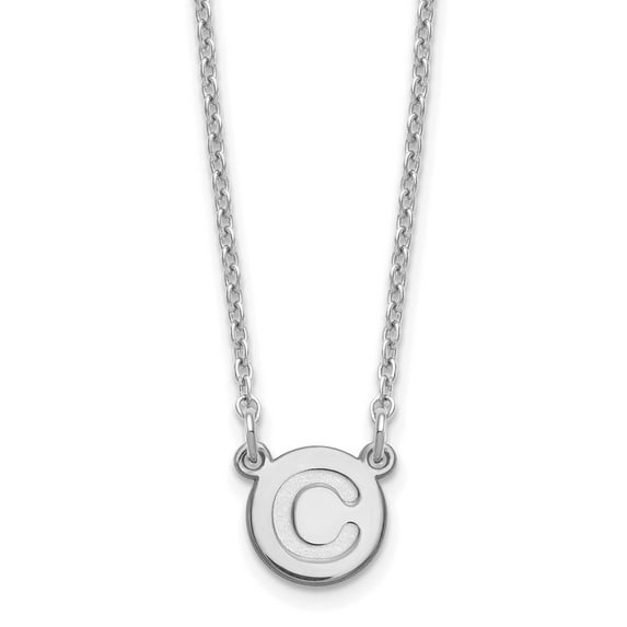 Sterling Silver Rhodium-plated Tiny Circle Block Letter C Initial Necklace