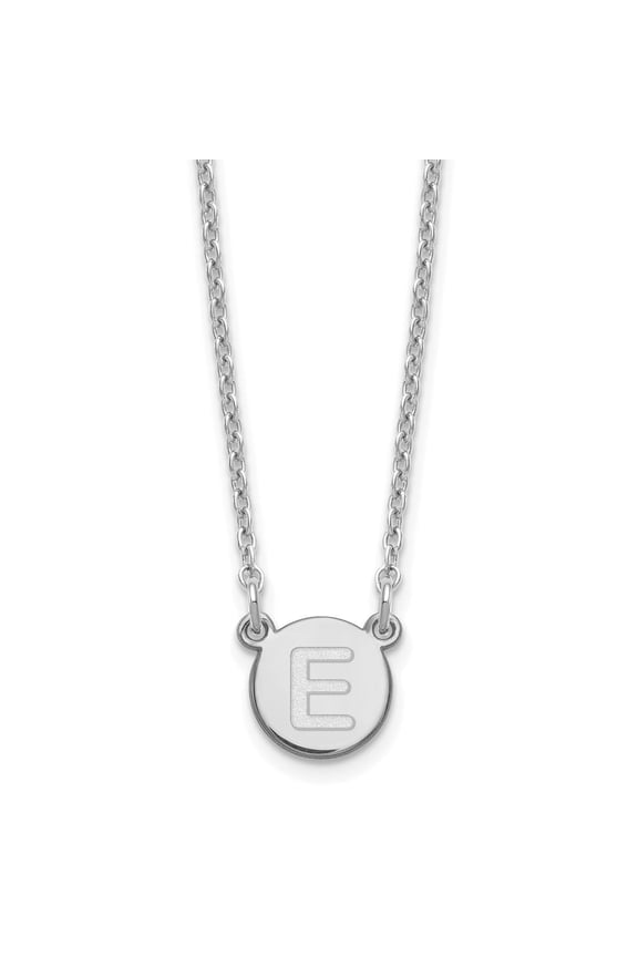 Sterling Silver Rhodium-plated Tiny Circle Block Letter E Initial Necklace