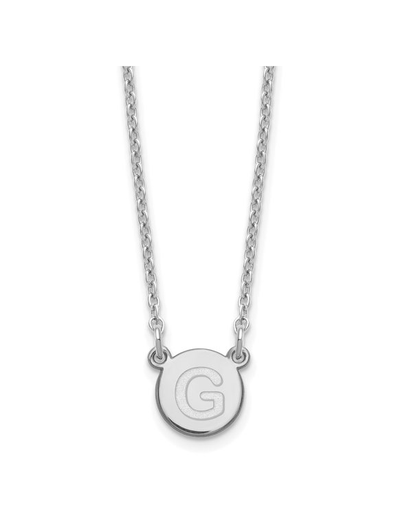 Sterling Silver Rhodium-plated Tiny Circle Block Letter G Initial Necklace
