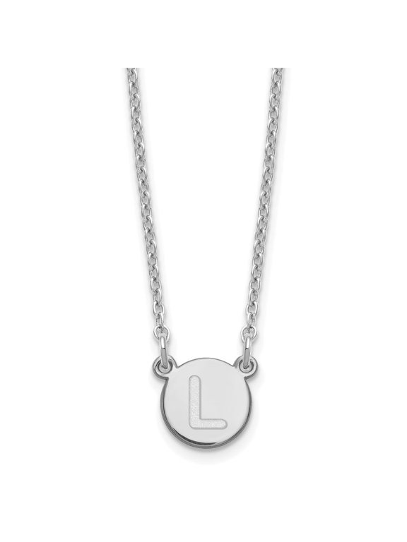 Sterling Silver Rhodium-plated Tiny Circle Block Letter L Initial Necklace