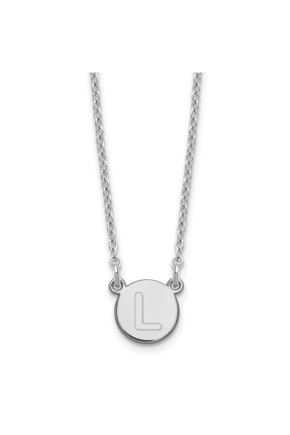 Sterling Silver Rhodium-plated Tiny Circle Block Letter L Initial Necklace