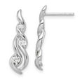 thumbnail image 1 of Finest Gold Sterling Silver Rhodium-Plated Twist CZ Post Dangle Earrings, 1 of 3