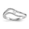 thumbnail image 1 of Sterling Silver Rhodium-plated Wavy CZ Ring, 1 of 5