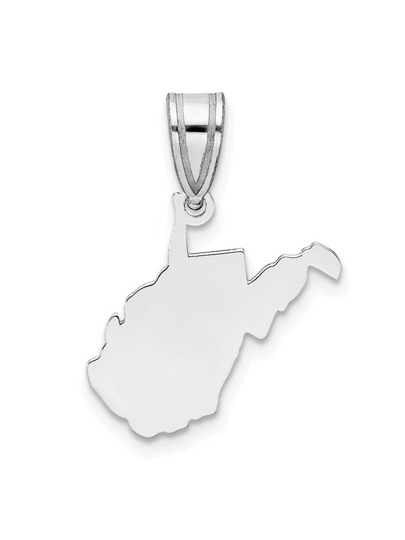 Sterling Silver/Rhodium-plated West Virginia State Pendant