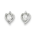thumbnail image 1 of 925 Sterling Silver Polished Post White Topaz and Diamond Earrings 10x7mm Wide Stud Earring for Women, 1 of 4