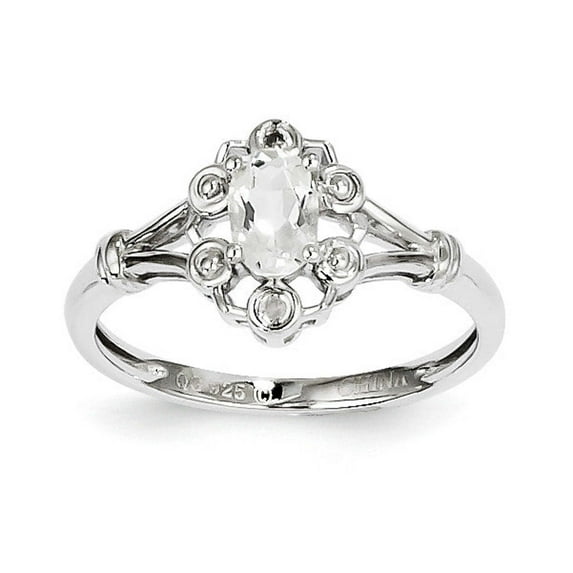 925 Sterling Silver Polished White Topaz and Diamond Ring Size 8 Measures 2mm Wide - Ring for Women