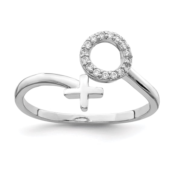 Sterling Silver Rhodium-plated X and O CZ Ring QR6746