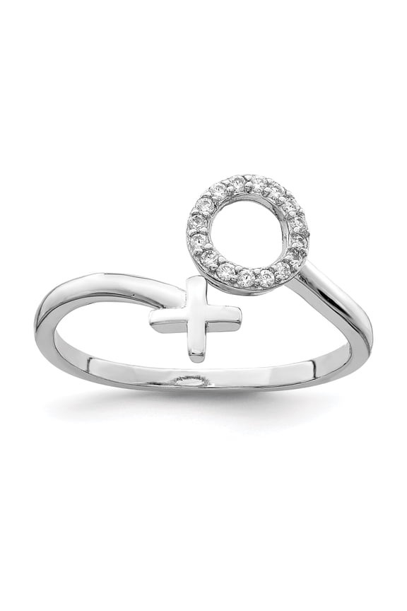 Sterling Silver Rhodium-plated X and O CZ Ring QR6746