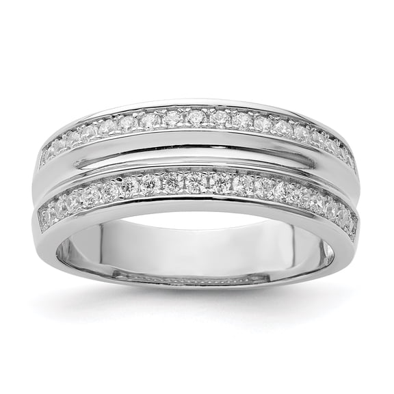 Sterling Silver Rhodium-plated and CZ Ring QR6356