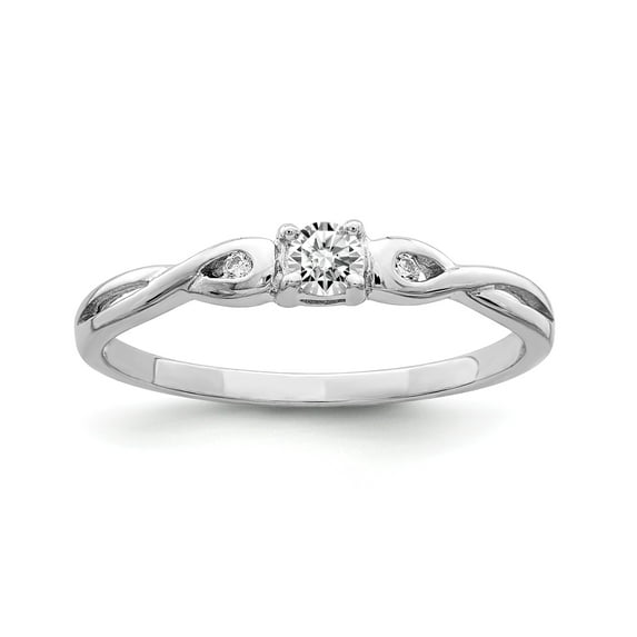 Sterling Silver Rhodium-plated and CZ Ring - Size 8